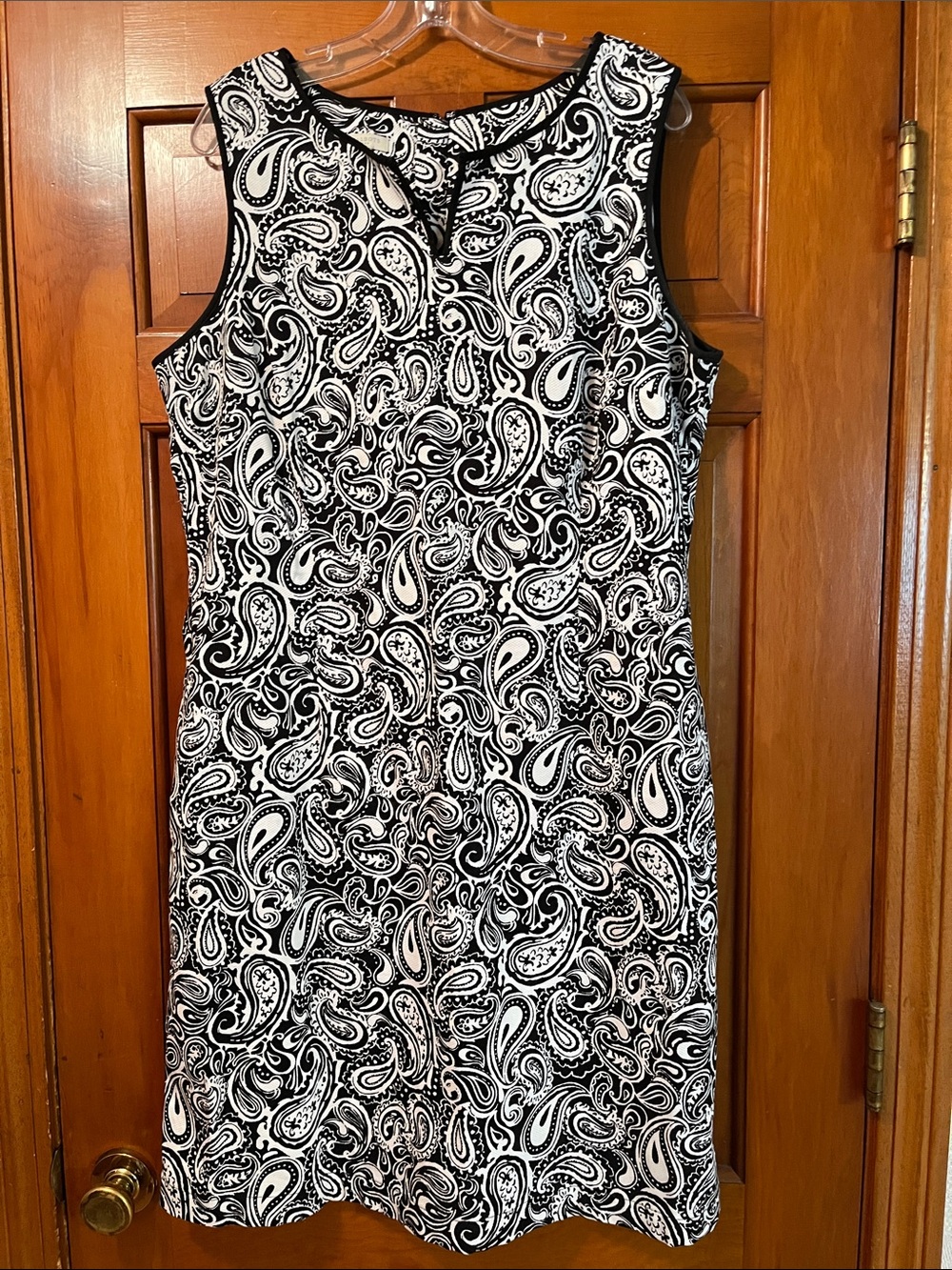 Talbots Black and White Paisley Midi Dress